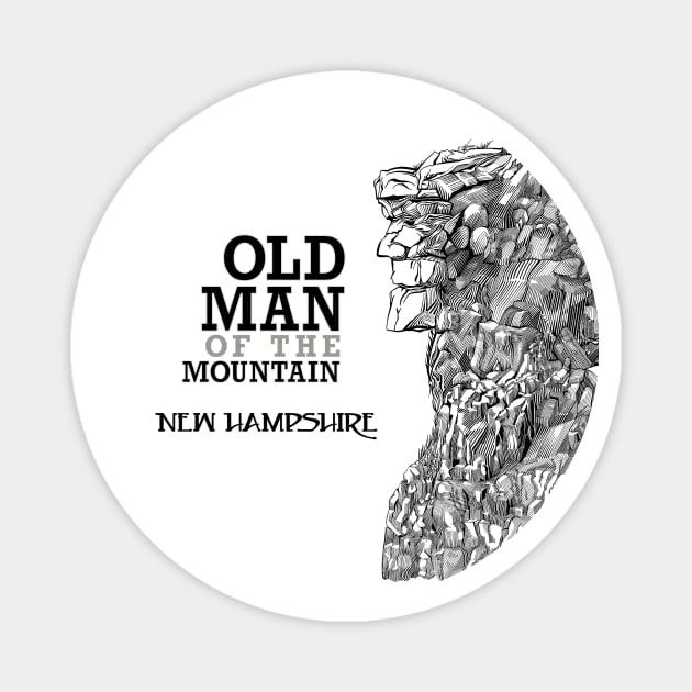 Old Man of the Mountain 2 Color list of Peaks on back Magnet by DDGraphits